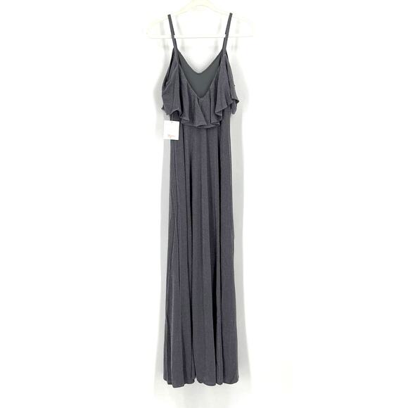 Show Me Your MuMu Renee Ruffle Maxi Dress Dancing Queen Shine Smoke XS NWT - Picture 3 of 10